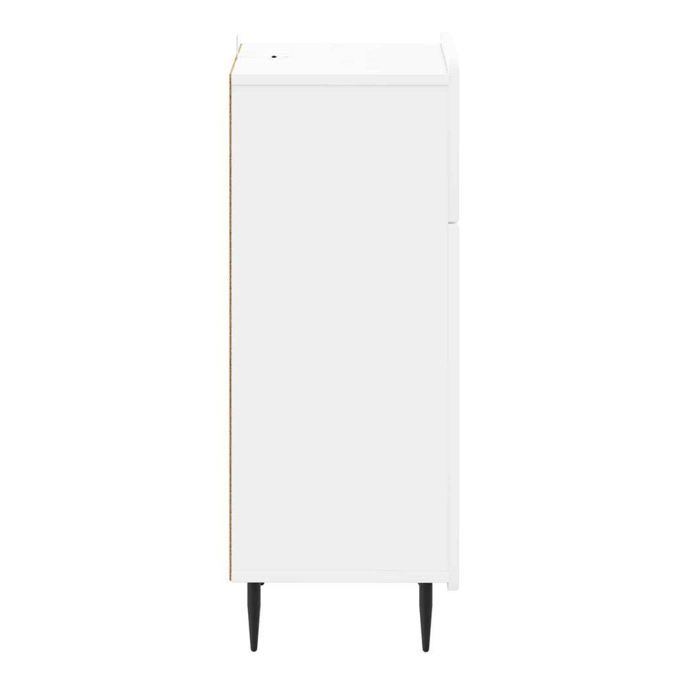 Side view of the white bathroom vanity unit