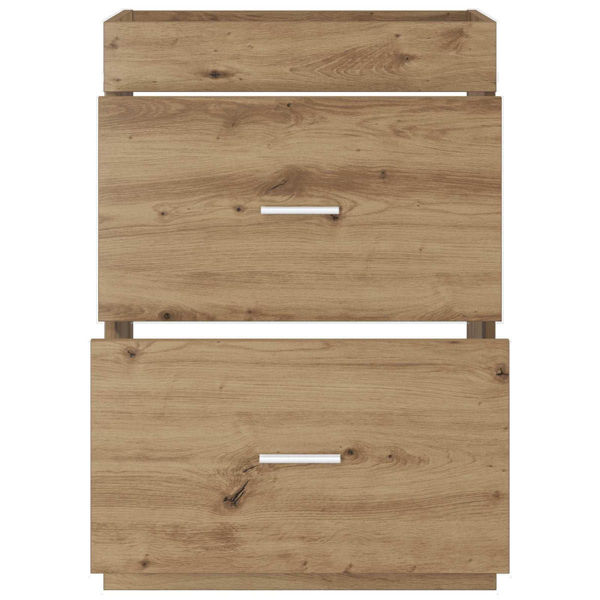 Close up of the two drawers on the bathroom vanity unit