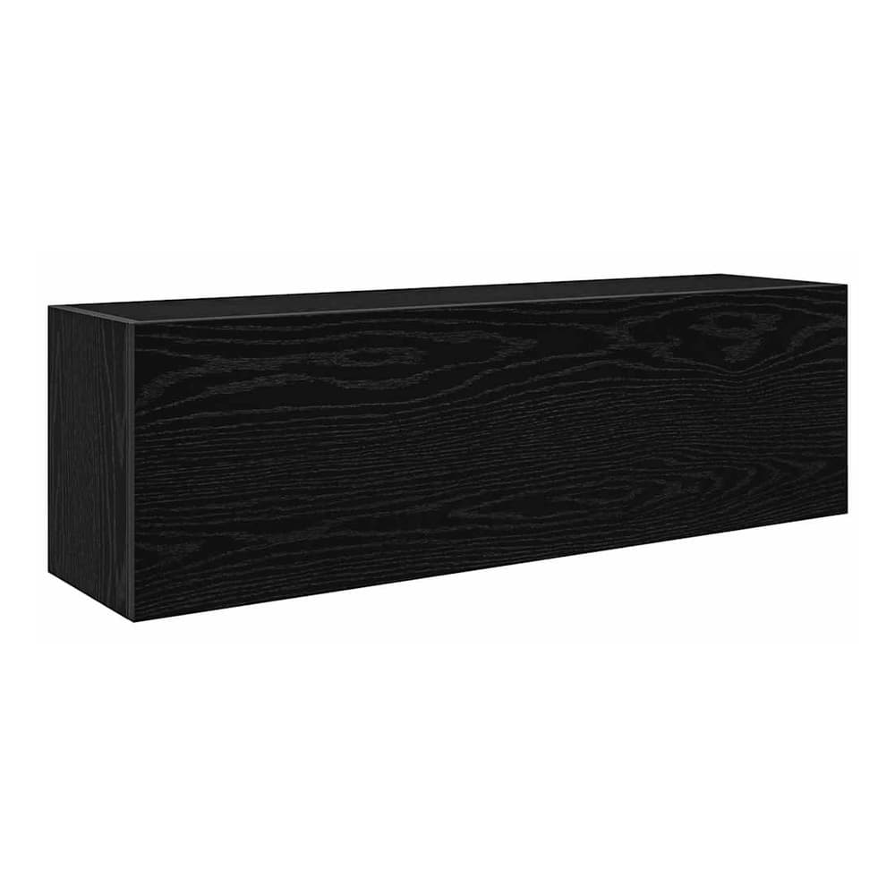 The black wall cabinet is shown closed against a white background