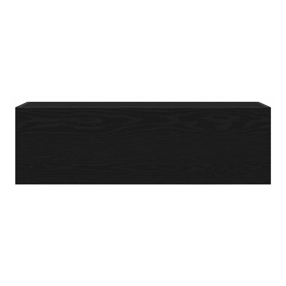 A top down view of the closed black wall cabinet