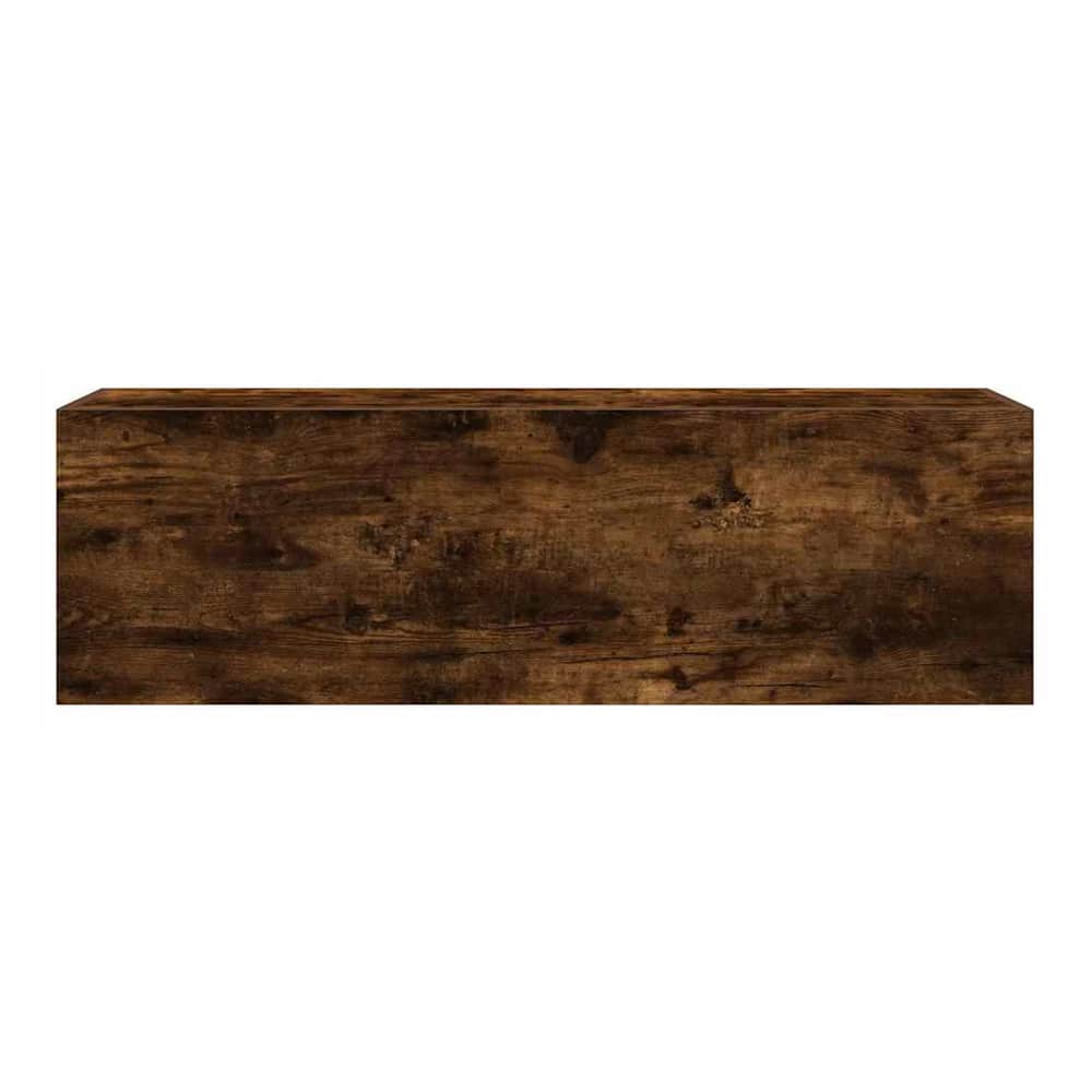 Top view of the smoked oak engineered wood bathroom vanity unit