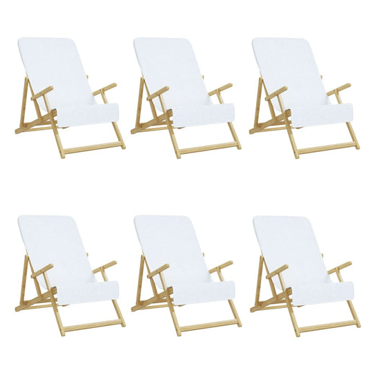Six white beach towels arranged in two rows of three