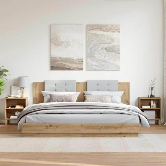 Bed Cabinets with Solid Wood Legs 40x30x50 cm 2 Artisan oak