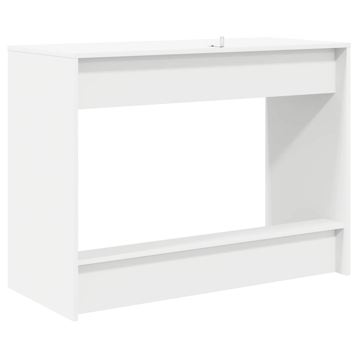 the white engineered wood bed desk from the back