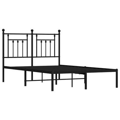 black metal bed frame with headboard and footboard, no mattress