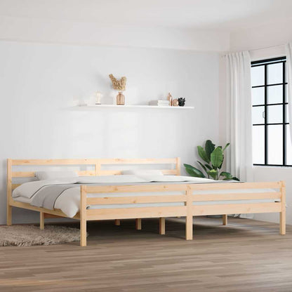 vidaXL Bed Frame without Mattress Solid Wood in a bedroom setting with white walls and wooden floor