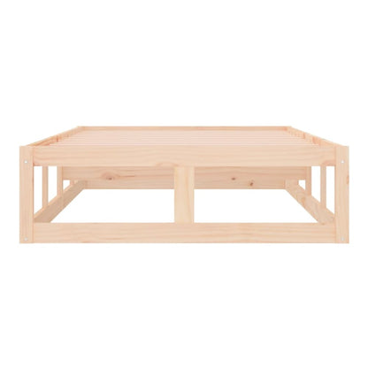 the solid wood bed frame, a close up of the wooden slats and frame structure