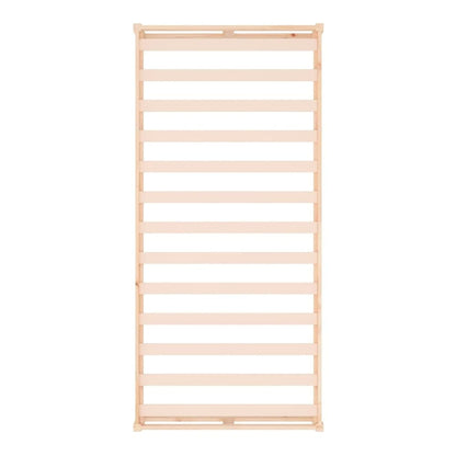the bed frame, a close up of the wooden slats for the bed base