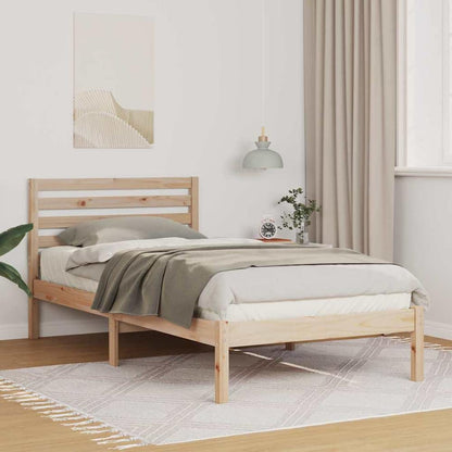Bed Frame Headboard Brown Solid Pine Wood Natural Length