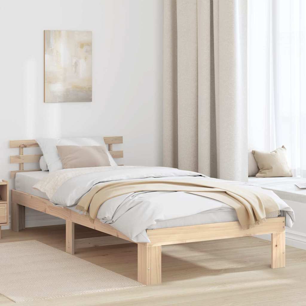 Bed Frame Headboard Solid Pine Wood Length Natural