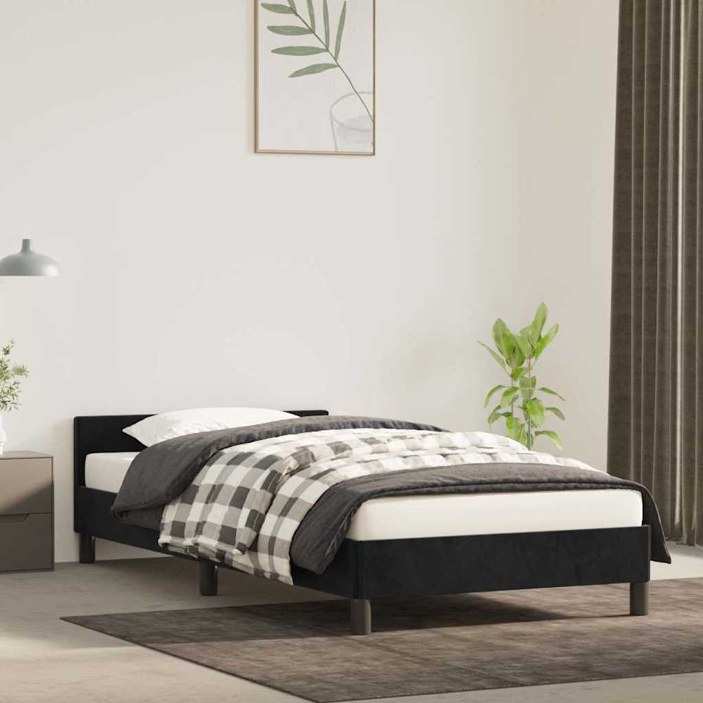 Bed Frame without Mattress 90x190cm Single Velvet Black