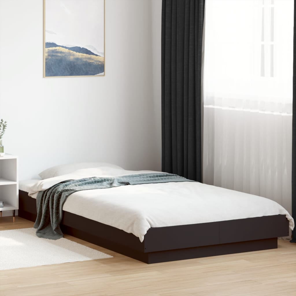vidaXL Bed Frame without Mattress Black Small Single in a bedroom setting