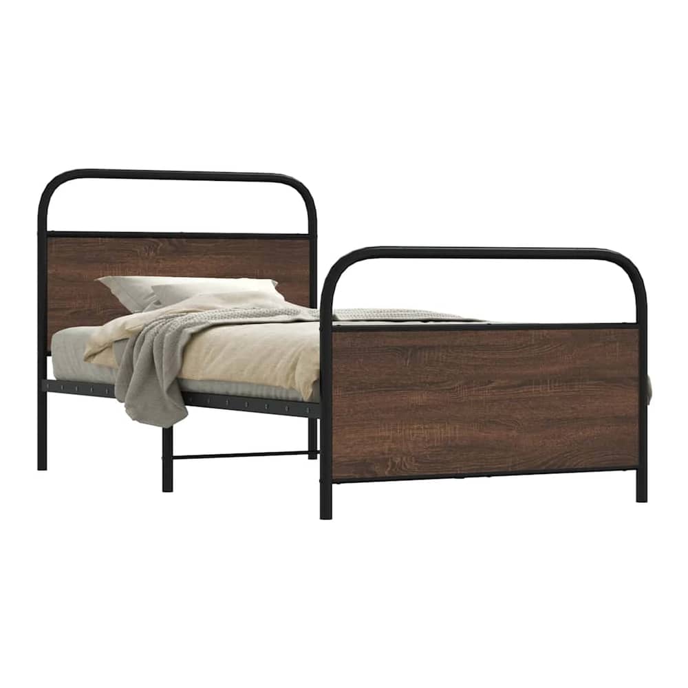 Bed Frame Without Mattress Brown Oak Engineered Wood