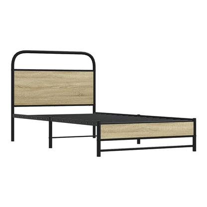 the bed frame with a slatted base and no mattress