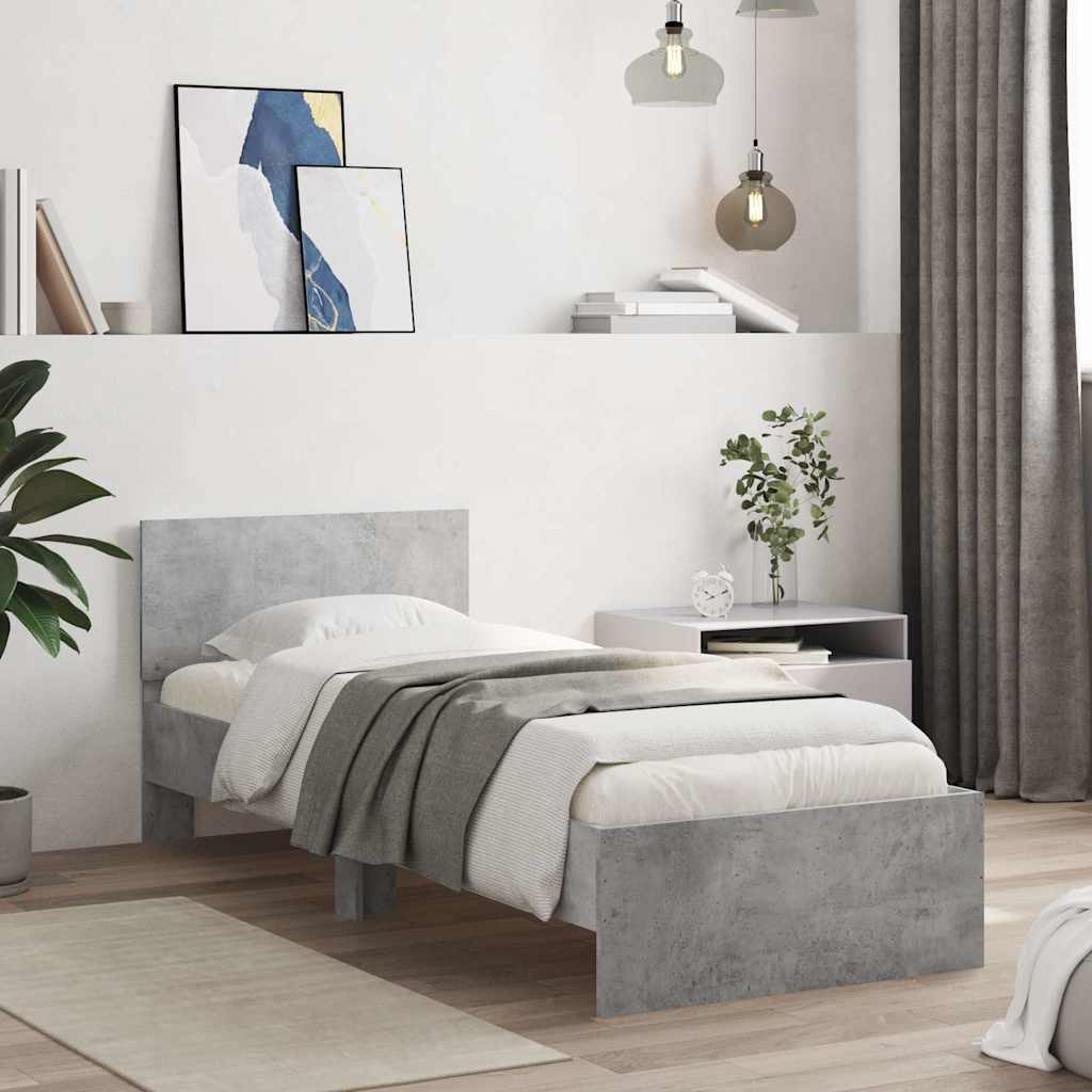Bed Frame without Mattress Concrete grey 75 x 190 cm