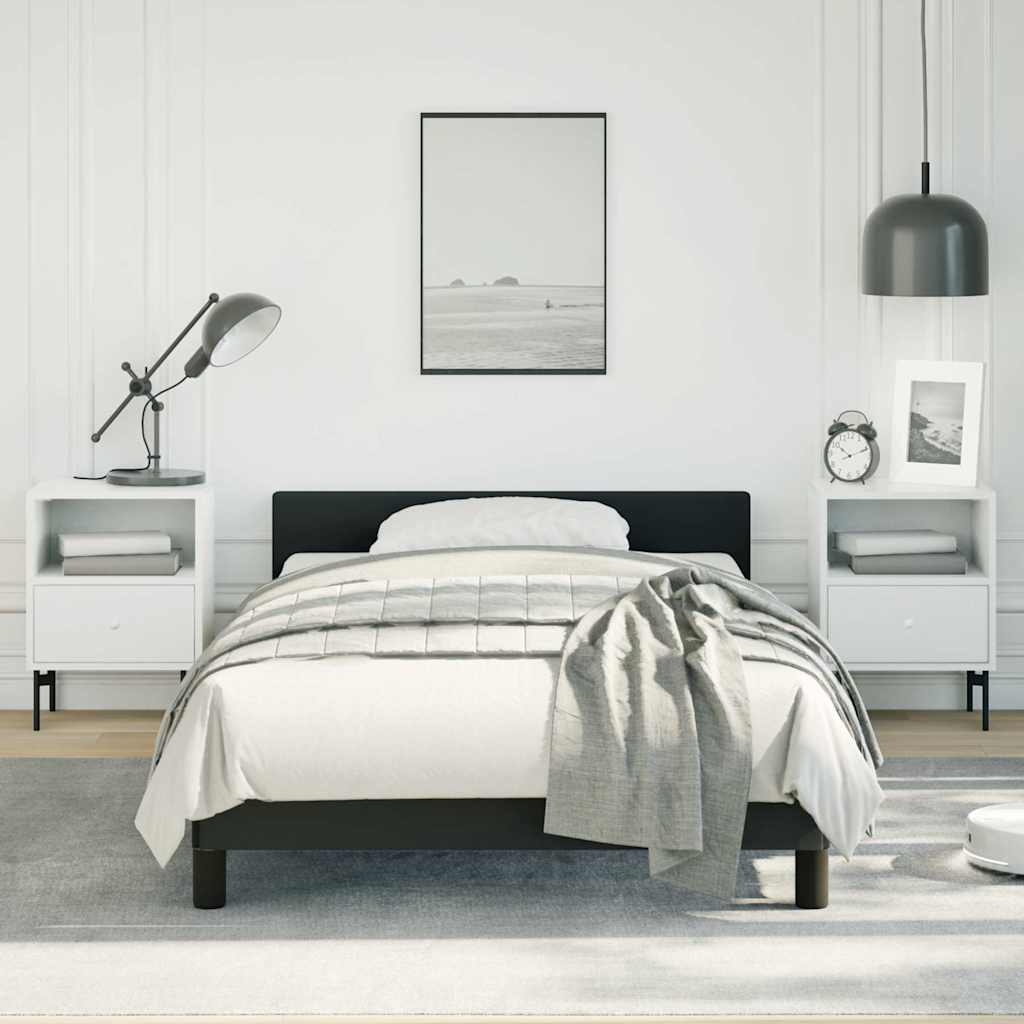 Bed Frame without Mattress Faux Leather Black Twin