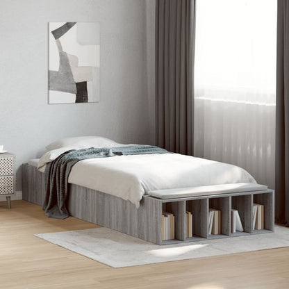vidaXL Bed Frame without Mattress Grey Sonoma Small Single in a bedroom setting