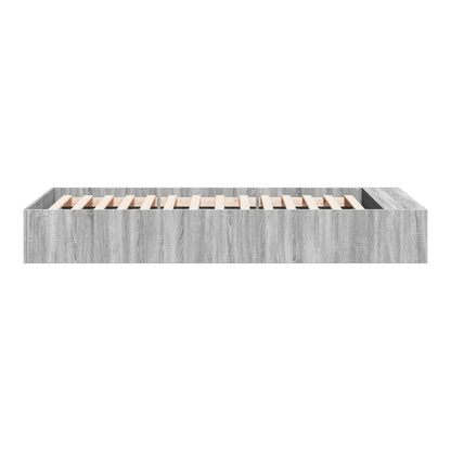 Side view of the grey Sonoma bed frame without mattress