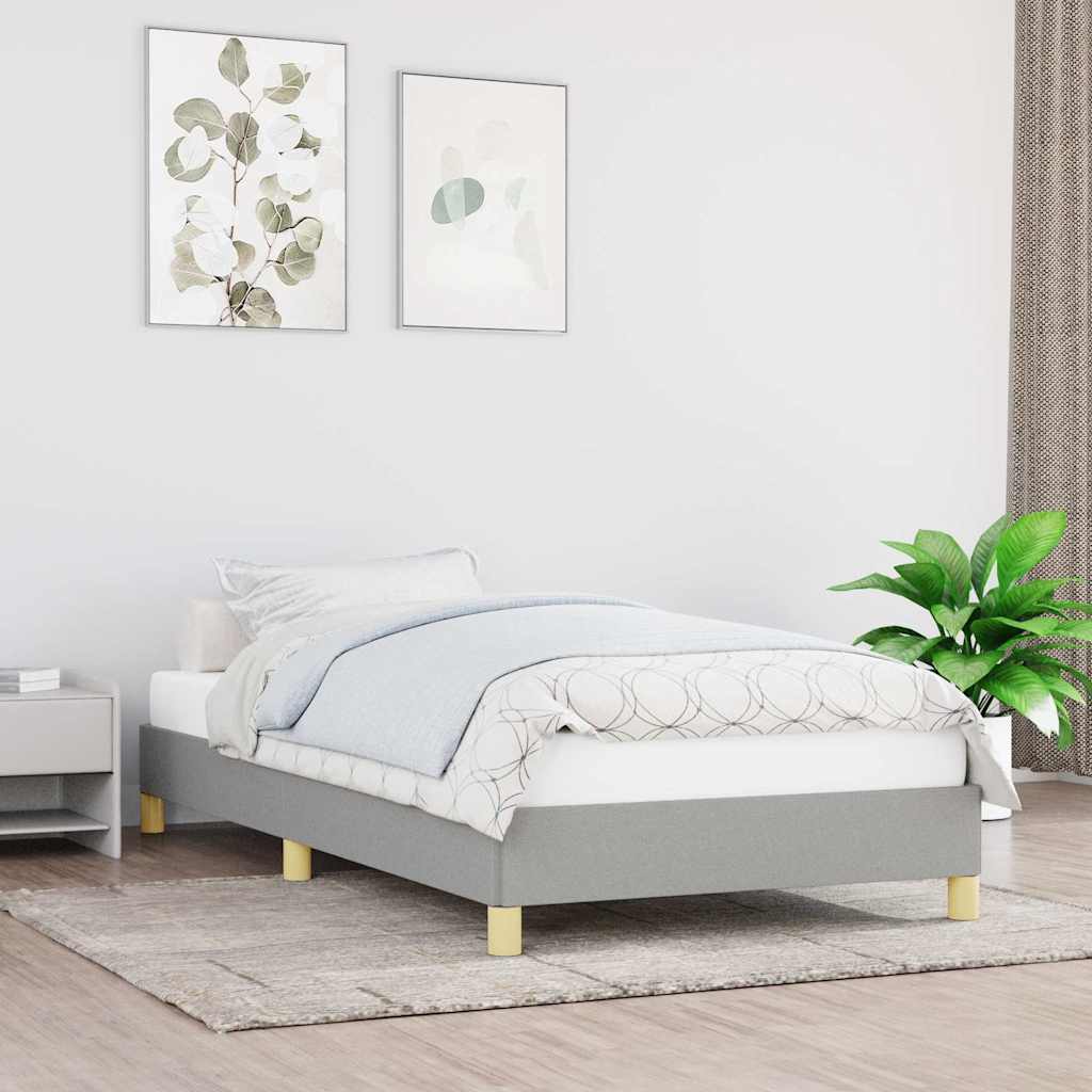 vidaXL Bed Frame without Mattress Light Grey Single Fabric in a bedroom setting