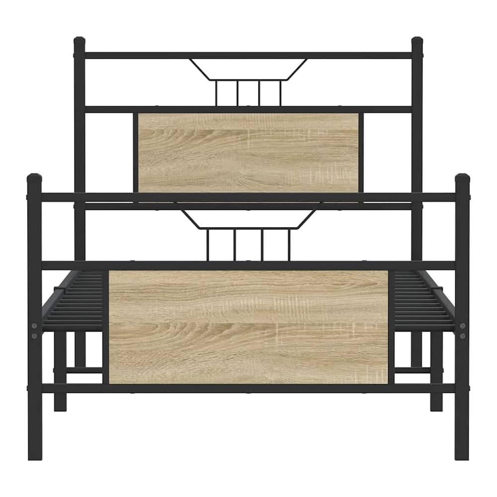 The bed frame showing the headboard and footboard detail