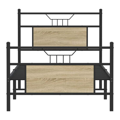The bed frame showing the headboard and footboard detail