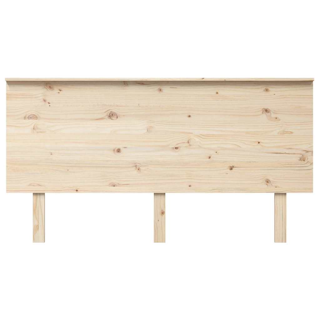 The plain solid wood pine headboard with legs, viewed from the front