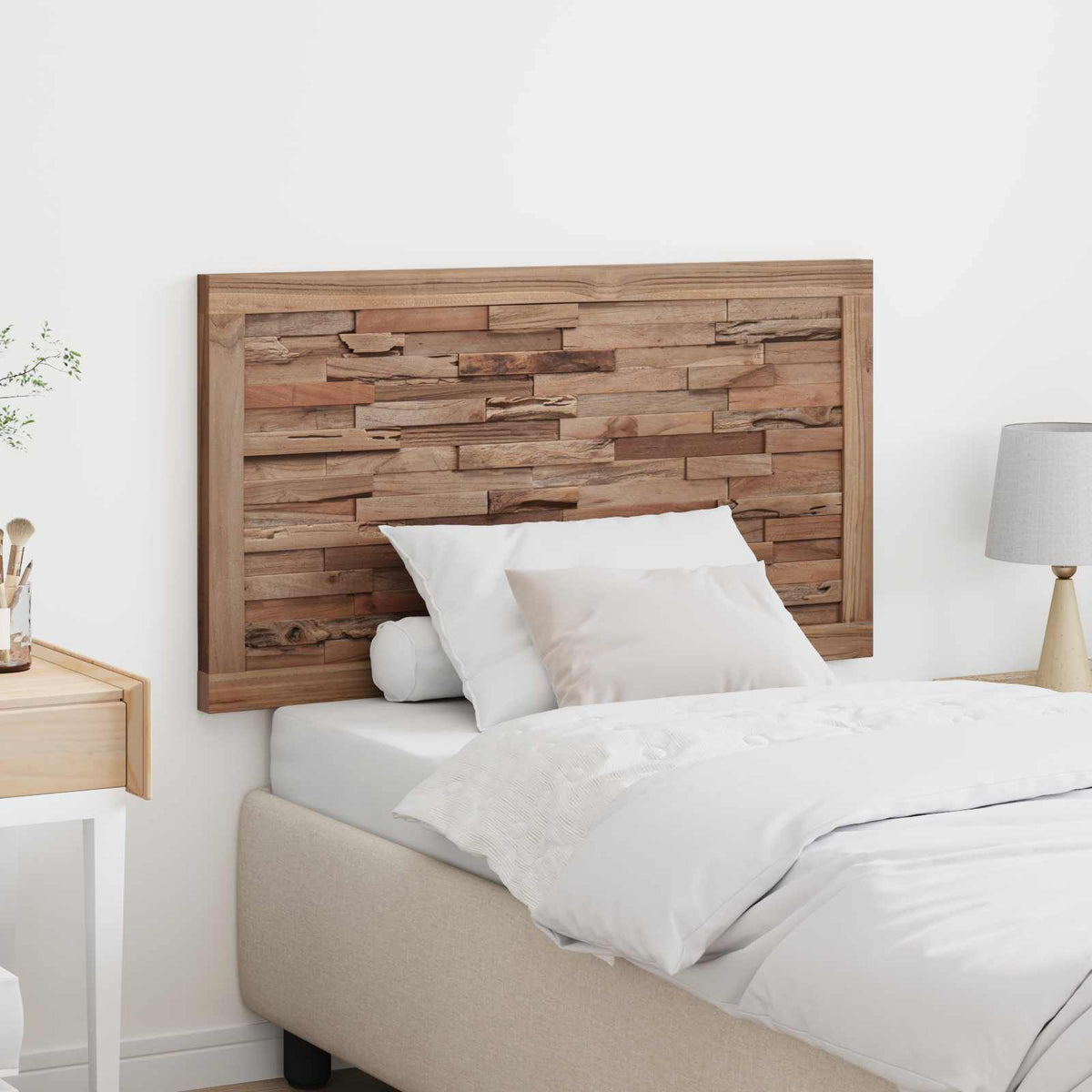 Bed Headboard Natural Solid Teak Wood 100 cm