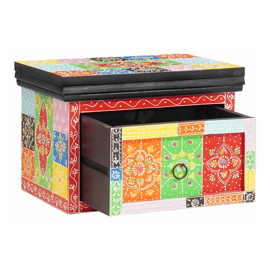 vidaXL Bedside Cabinet 2 pcs Multicolour with an open drawer showing the inside