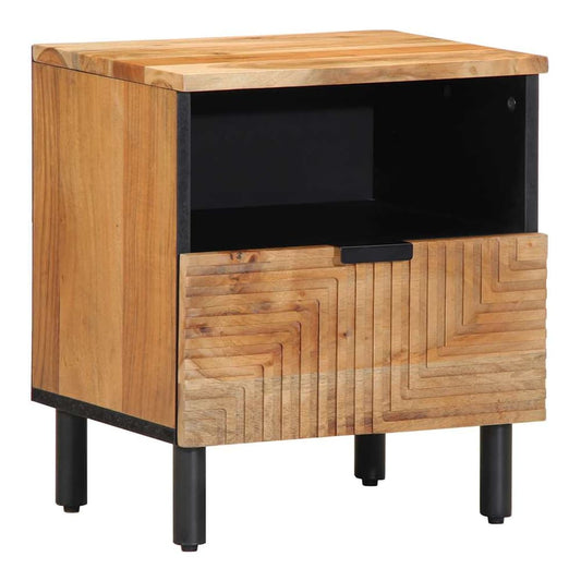 vidaXL Bedside Cabinet Solid Wood Acacia with a drawer and an open shelf