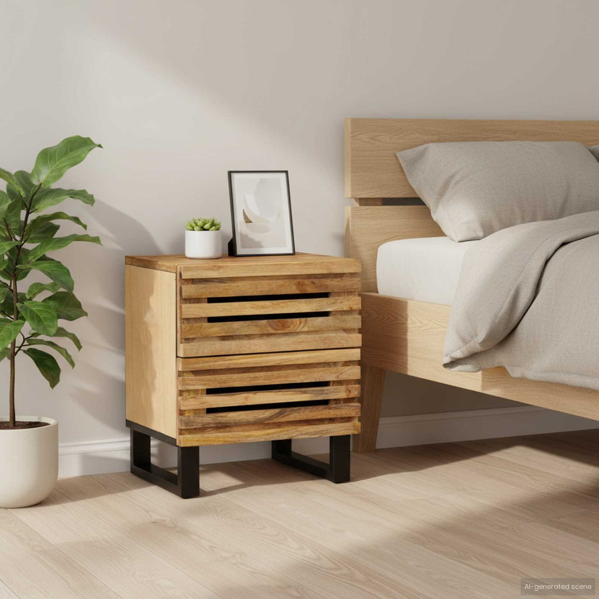 Bedside Cabinet 40x34x46 cm Solid Wood Mango Rough mango wood 1
