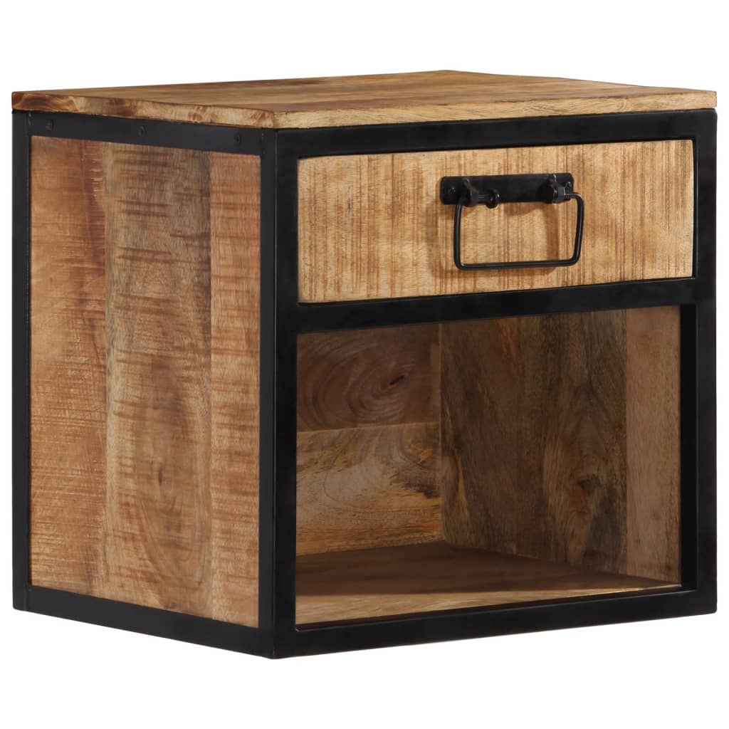 vidaXL Bedside Cabinet Solid Wood Mango with a drawer and an open shelf below