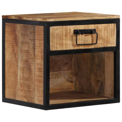 vidaXL Bedside Cabinet Solid Wood Mango with a drawer and an open shelf below