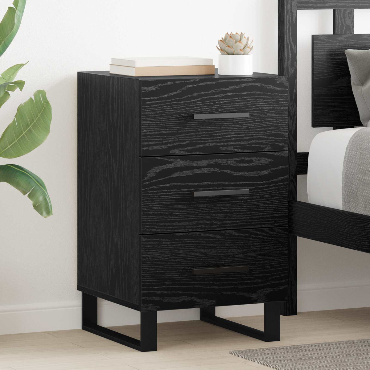 Bedside Cabinet 40x40x66 cm Engineered Wood Black oak