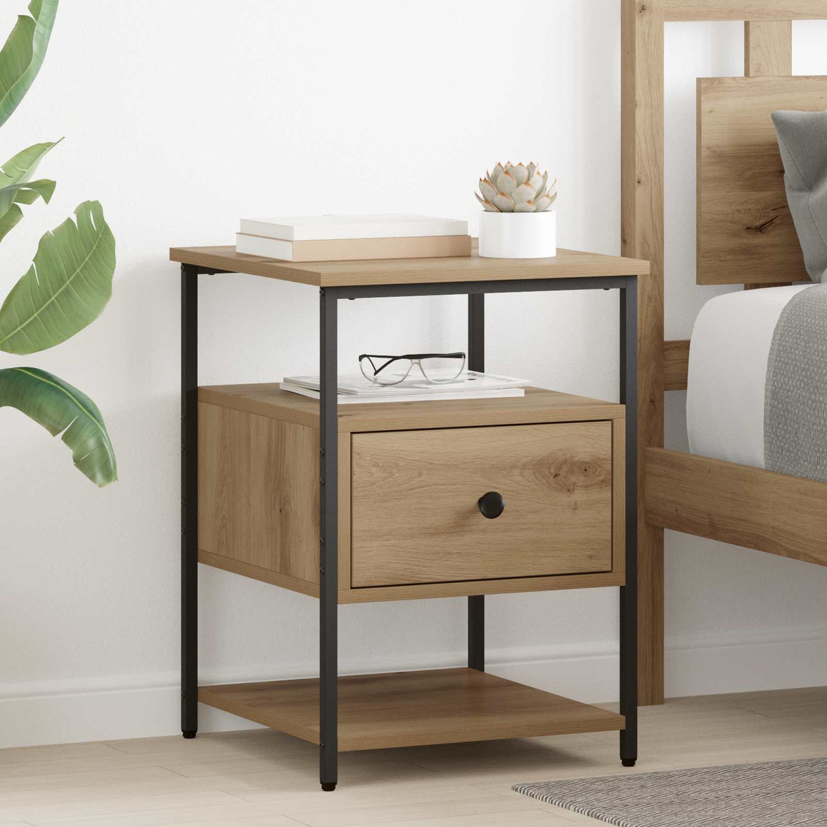 Bedside Cabinet 40x42x56 cm Engineered Wood Artisan oak