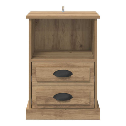 The bedside cabinet from the front, with drawers slightly ajar