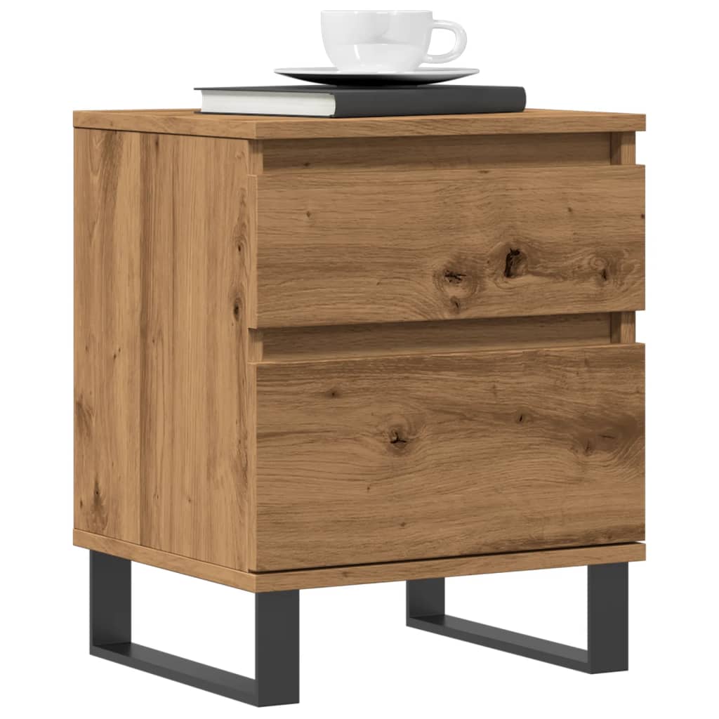 vidaXL Bedside Cabinet Artisan Oak Engineered Wood with a book and cup on top