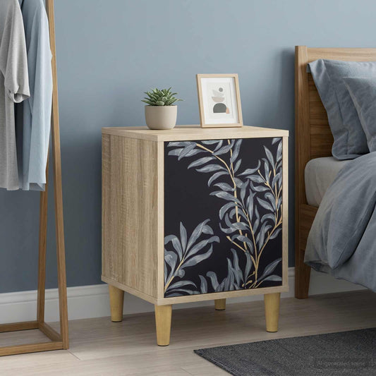 Bedside Cabinet BONN Sonoma Oak 36 x 33 x 50 cm 2 Blue fern print
