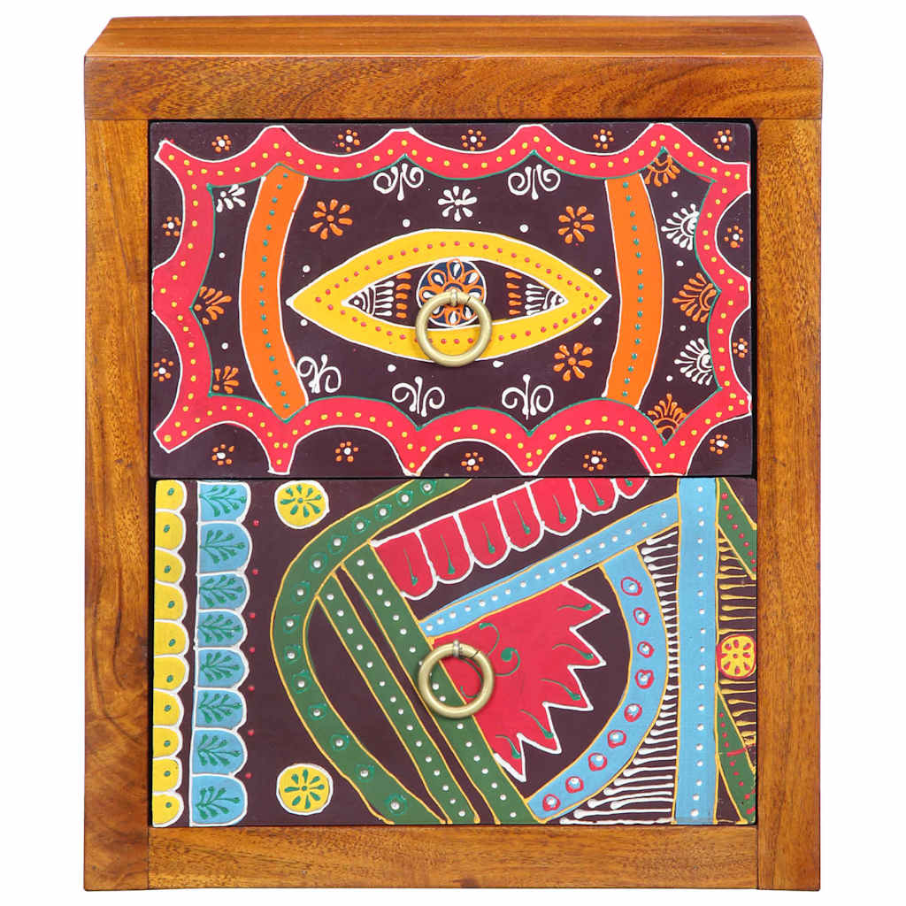 Close up of the decorative pattern on the bedside cabinet drawers