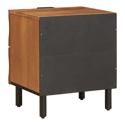 Rear view of the brown bedside cabinet showing the back panel