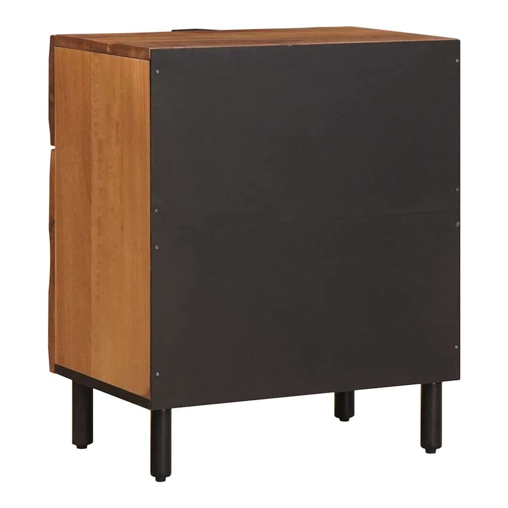 Rear view of the bedside cabinet showing black back panel and legs
