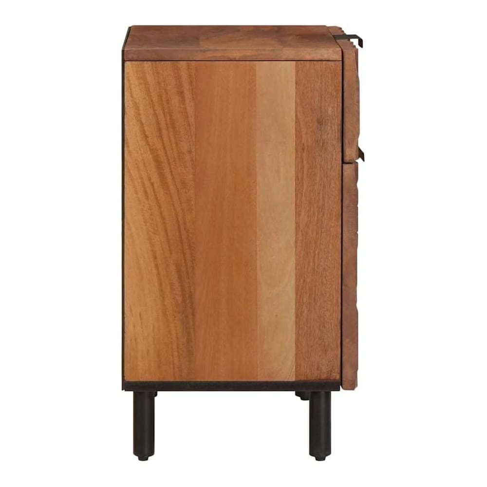 Side view of the bedside table showing wood grain and construction