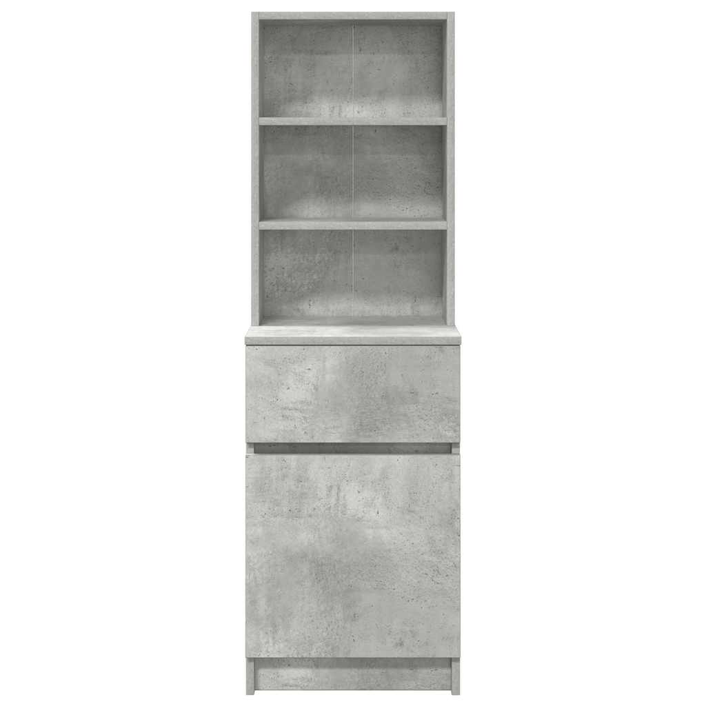 Close up of the concrete grey bedside cabinet showing its texture