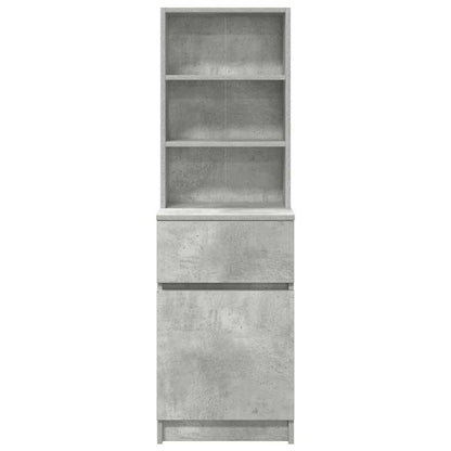 Close up of the concrete grey bedside cabinet showing its texture