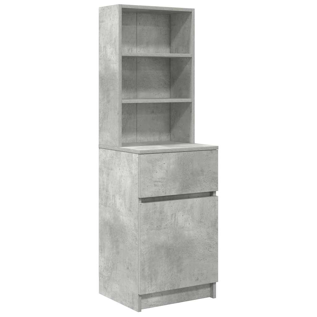 The concrete grey bedside cabinet with two drawers and three shelves