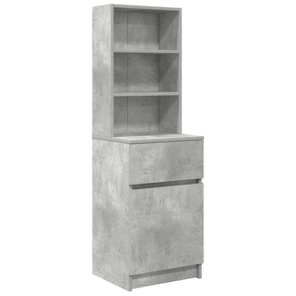 The concrete grey bedside cabinet with two drawers and three shelves