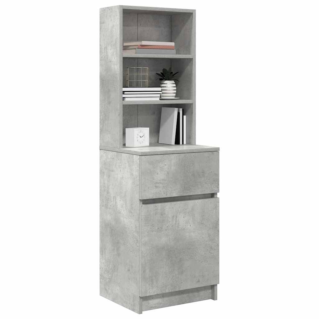 Concrete grey bedside cabinet with shelves and drawers