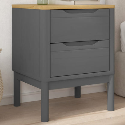 Bedside Cabinet "FLORO" 45x39x57 cm Solid Wood Pine Grey
