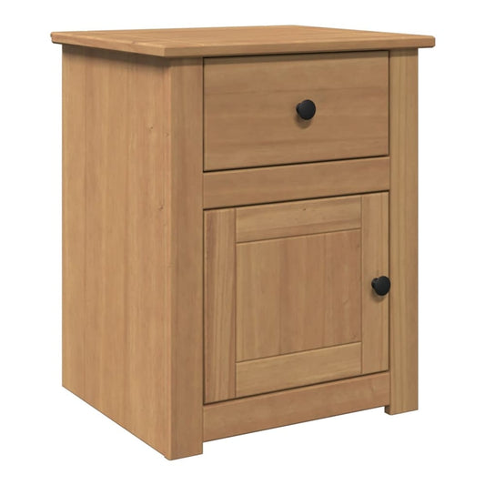The bedside table with a closed drawer and a closed cupboard door