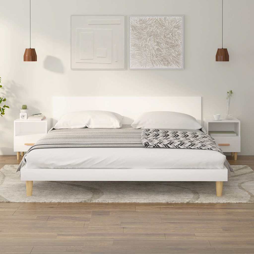 vidaXL Bedside Cabinets 2 pcs White in a bedroom setting next to a bed