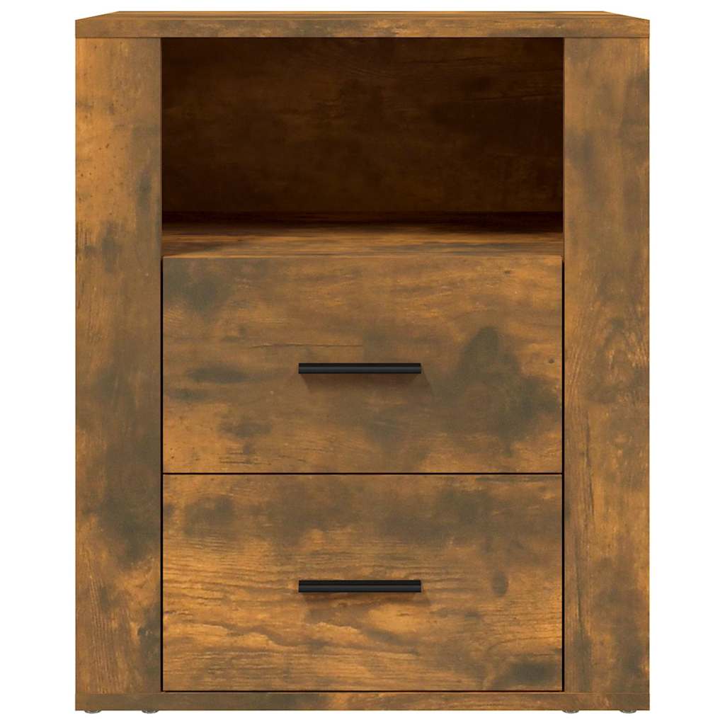 Close up of the two drawers on the smoked oak bedside cabinet